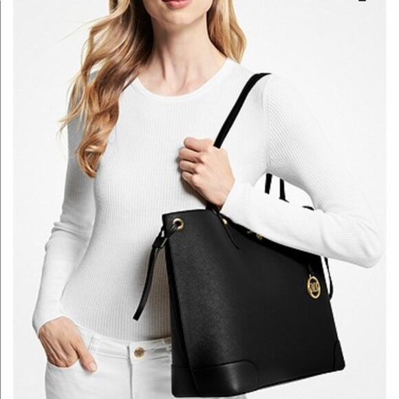 Michael Kors Black Tote Bag with Gold Accents - Picture 10 of 16